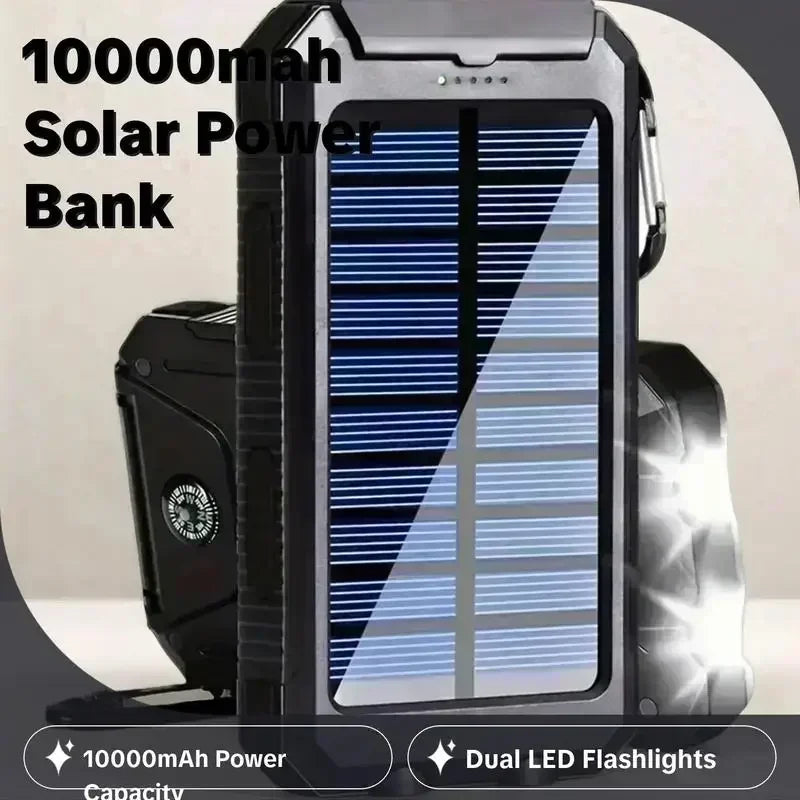 Outdoor Power Non-Stop: 10000mAh Solar Power Bank Fast Charge Bright