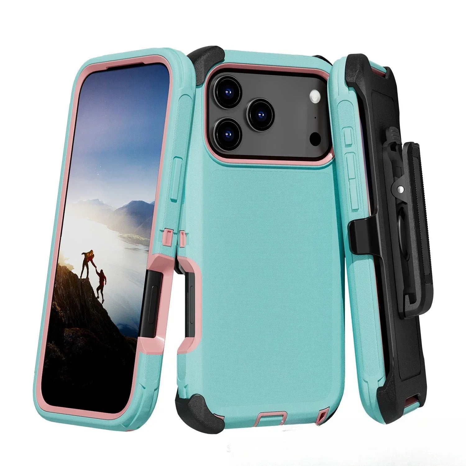 Rugged Shockproof Case with Belt Clip 2-Tone Design Heavy Duty Protection