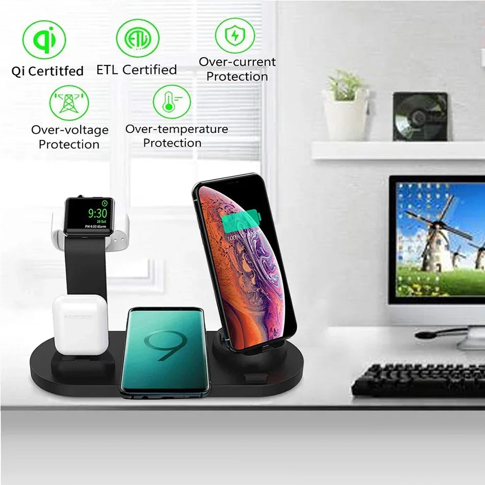 7 in 1 Wireless Charger Stand Pad For iPhone 17-12 Pro Max Apple Watch Airpods Pro iWatch 8 7 Fast Charging Dock Station