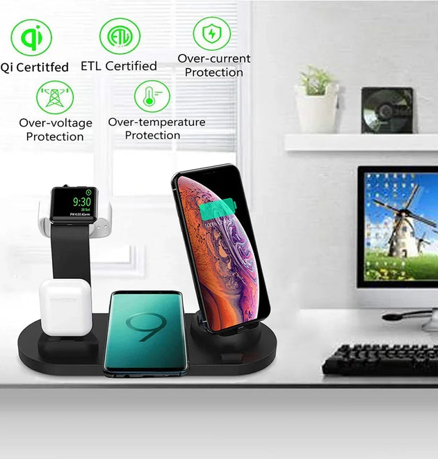 7 in 1 Wireless Charger Stand Pad For iPhone 17-12 Pro Max Apple Watch Airpods Pro iWatch 8 7 Fast Charging Dock Station