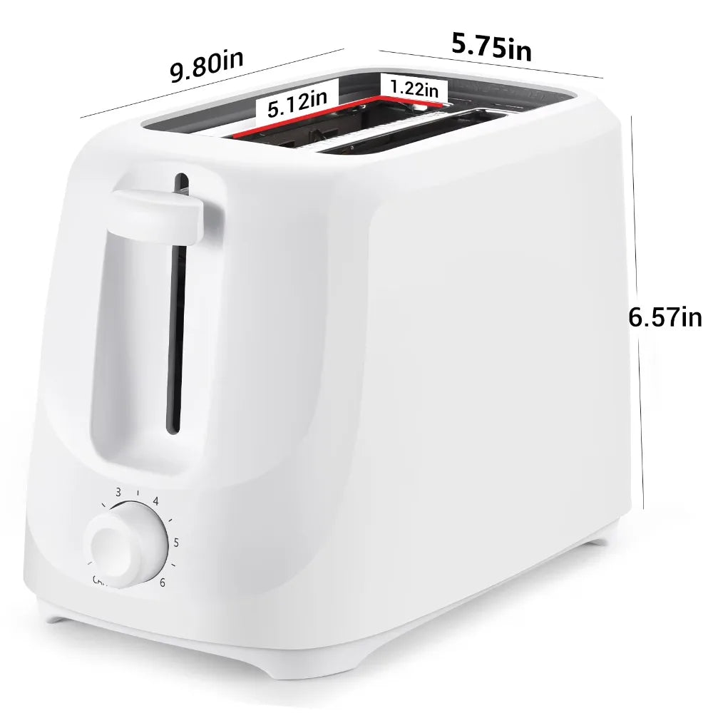 Mainstays 2-Slice Toaster with 6 Shade Settings and Removable Crumb Tray, Arctic White