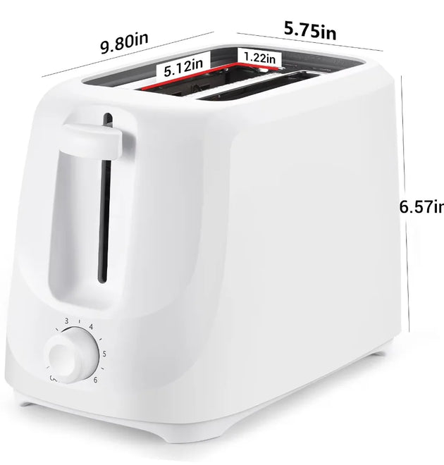Mainstays 2-Slice Toaster with 6 Shade Settings and Removable Crumb Tray, Arctic White