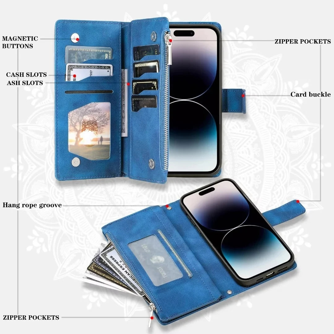 Leather Flip Case For Samsung Galaxy  Card Wallet Embossing Phone Bag