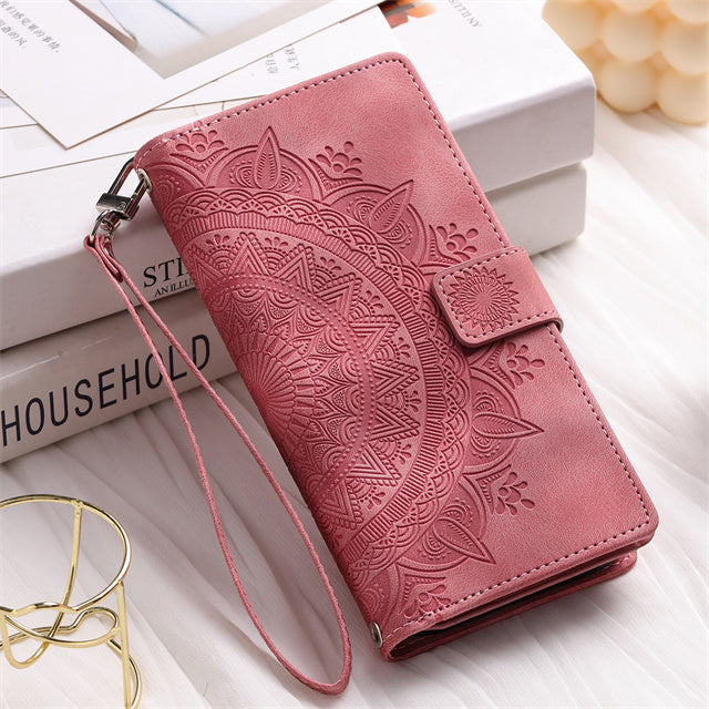 Leather Flip Case For Samsung Galaxy  Card Wallet Embossing Phone Bag