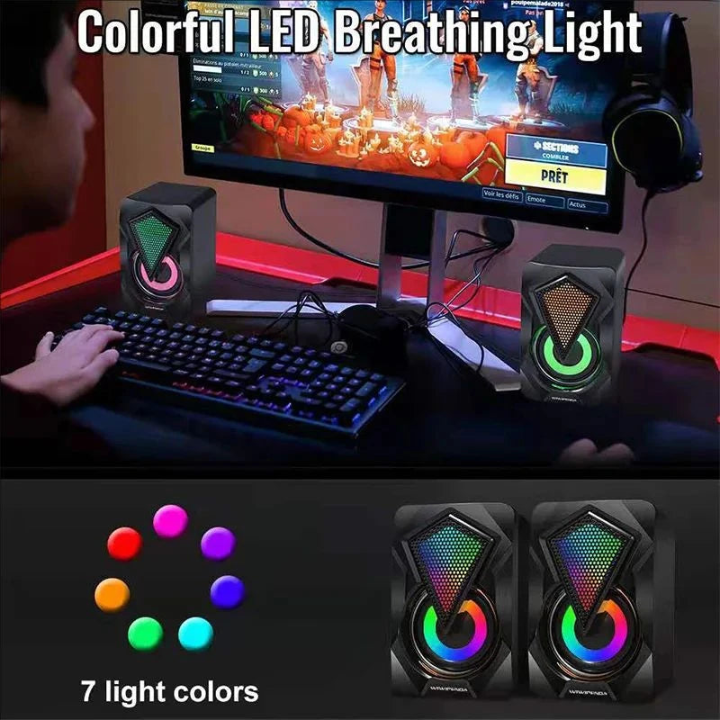 New X2 computer speaker, illuminated desktop laptop, multimedia mini wired