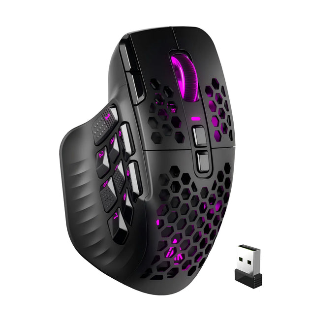 SOLAKAKA SM809 Pro Wireless MMO Gaming Mouse PAW3311 16 Side Buttons 24000 DPI RGB Honeycomb Programmable Macro Wireless mouse
