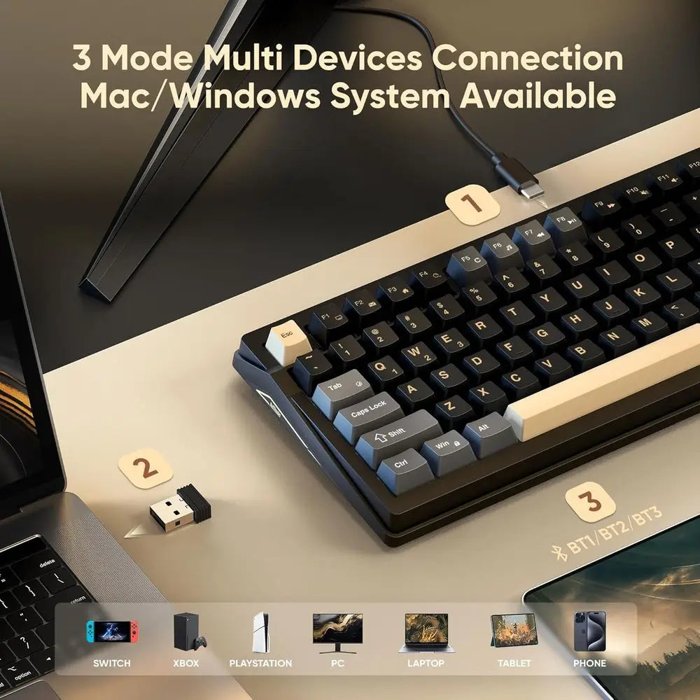 Wireless Mechanical Keyboard Hot Swappable Linear Pink Switches RGB