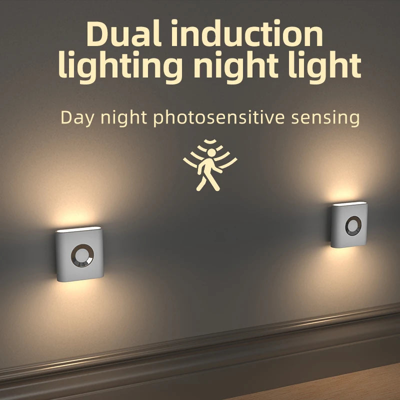 Motion Sensor Light LED EU/US Plug Type C Rechargeable Wireless Night Light