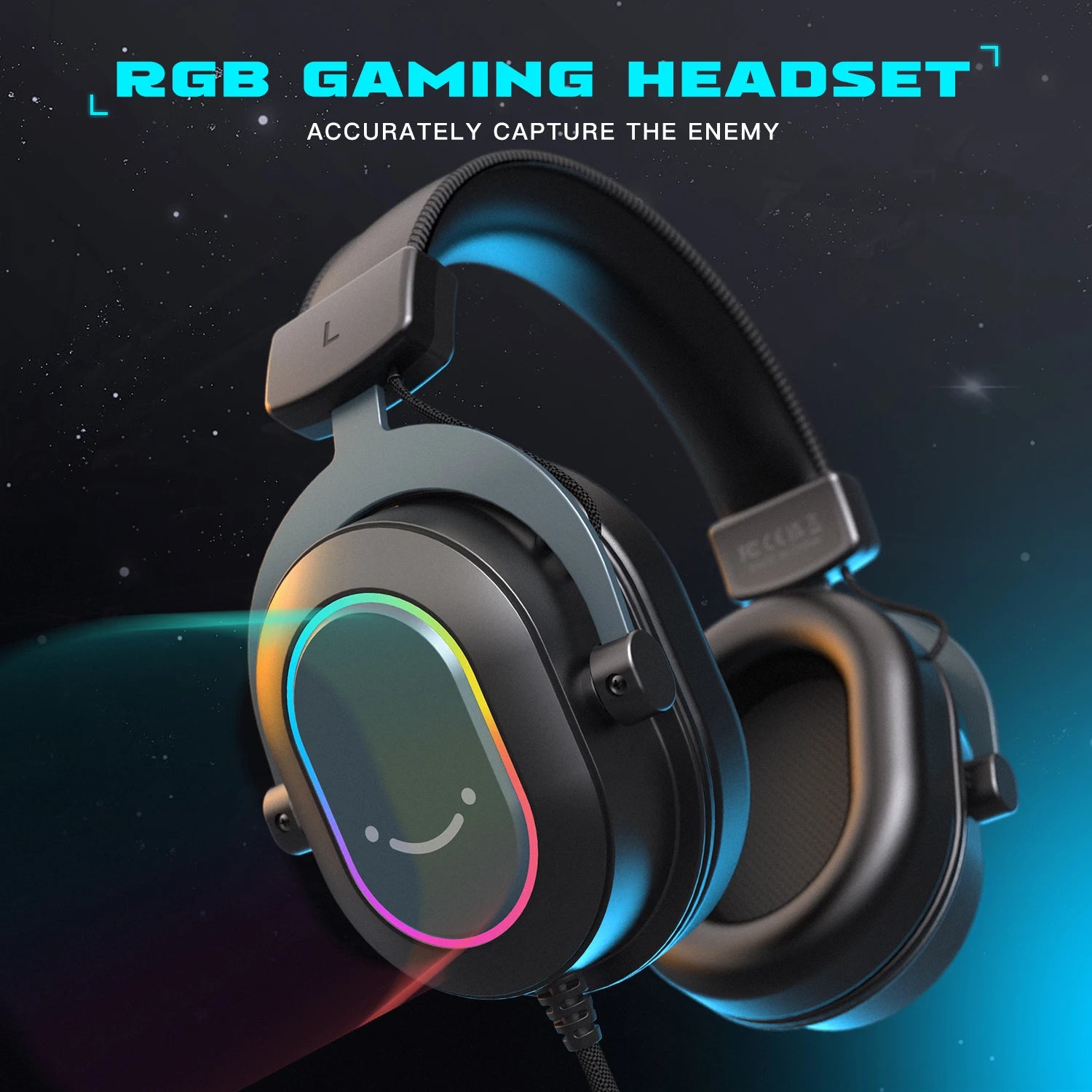 Fifine Dynamic RGB Gaming Headset with Mic Over-Ear Headphones