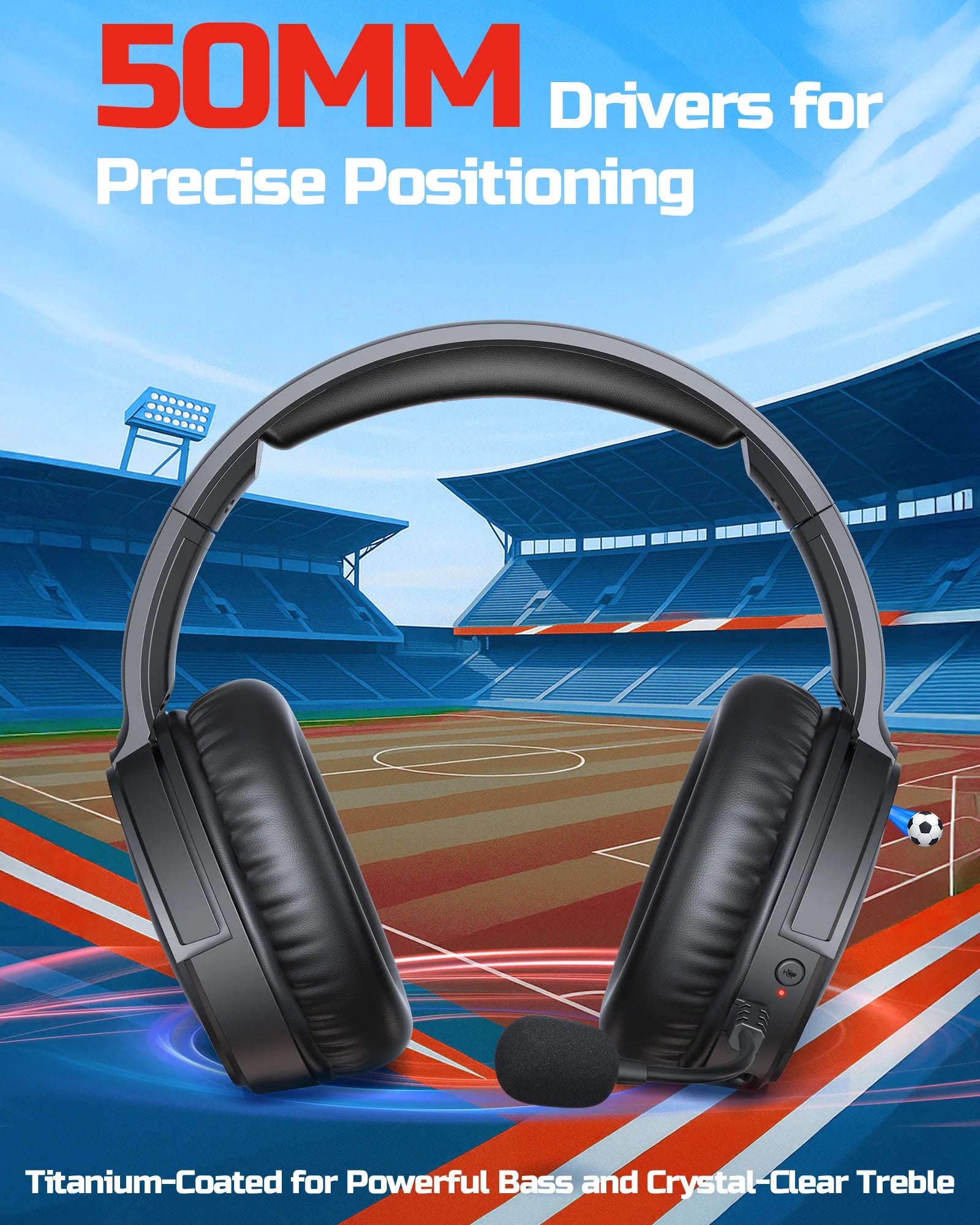 BINNUNE Wireless Gaming Headset with Mic Lightweight Over-Ear Gaming