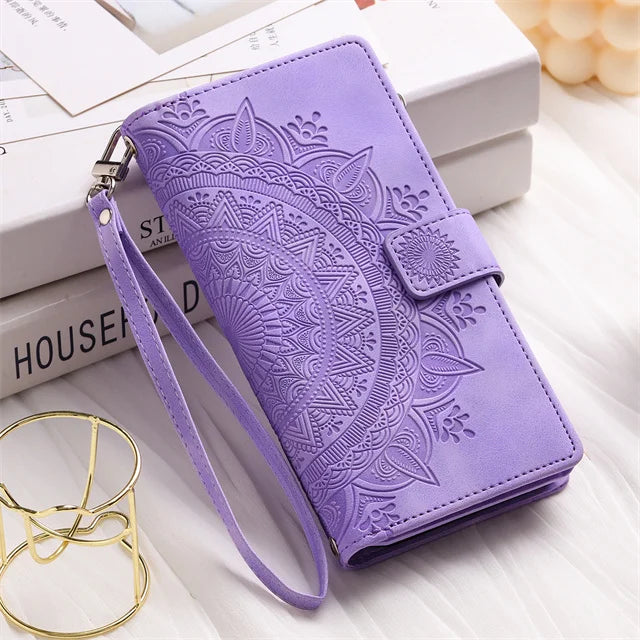 Leather Flip Case For Samsung Galaxy  Card Wallet Embossing Phone Bag