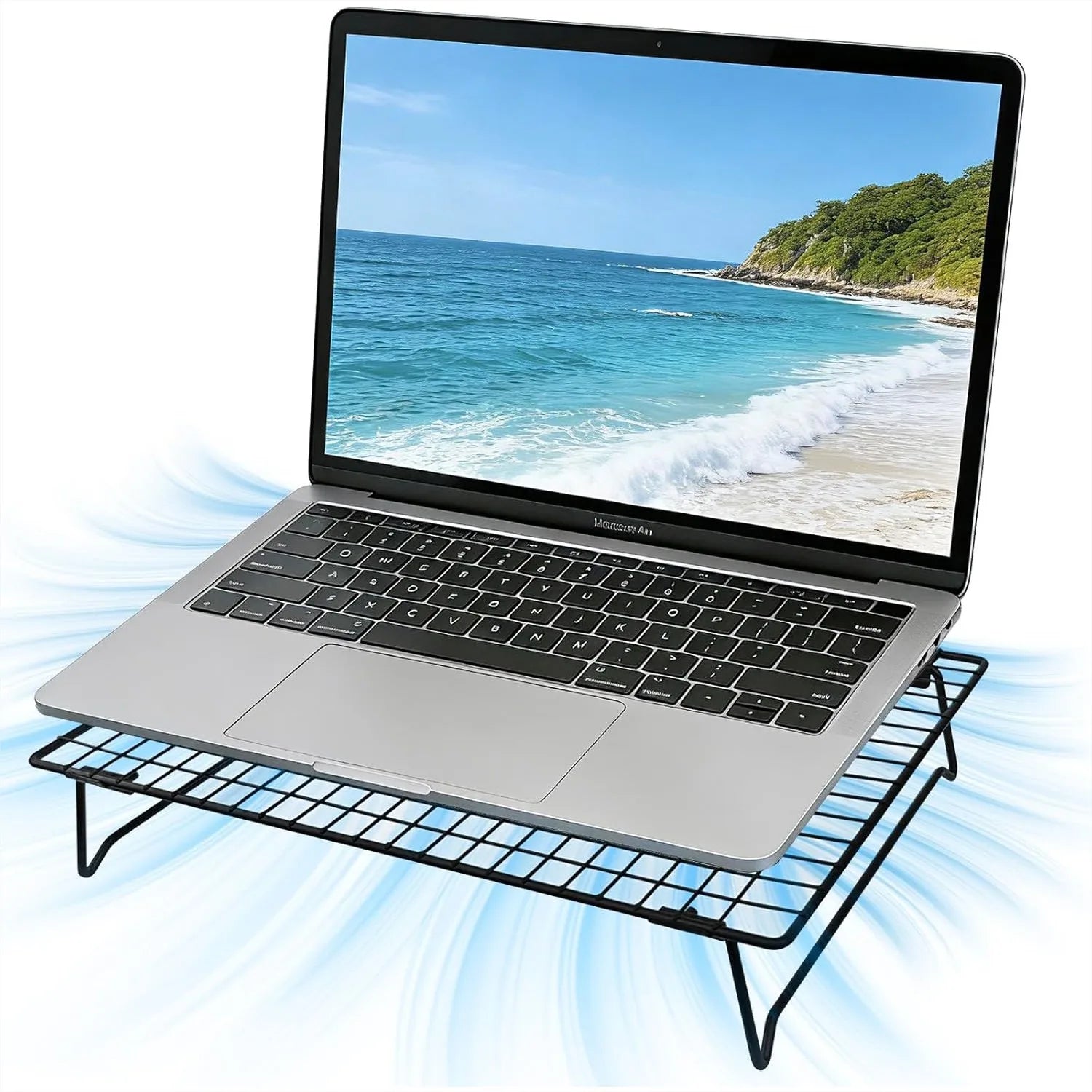 Laptop Cooling Pad Stand with Mesh, Height Adjustable Metal Laptop
