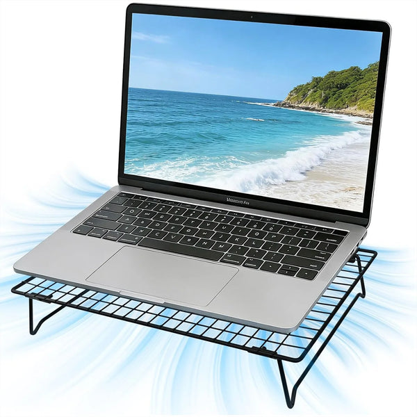 Laptop Cooling Pad Stand with Mesh, Height Adjustable Metal Laptop