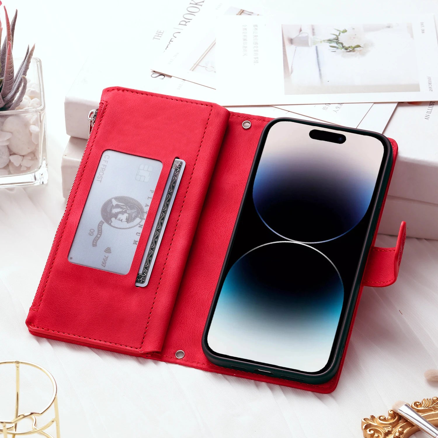 Leather Flip Case For Samsung Galaxy  Card Wallet Embossing Phone Bag