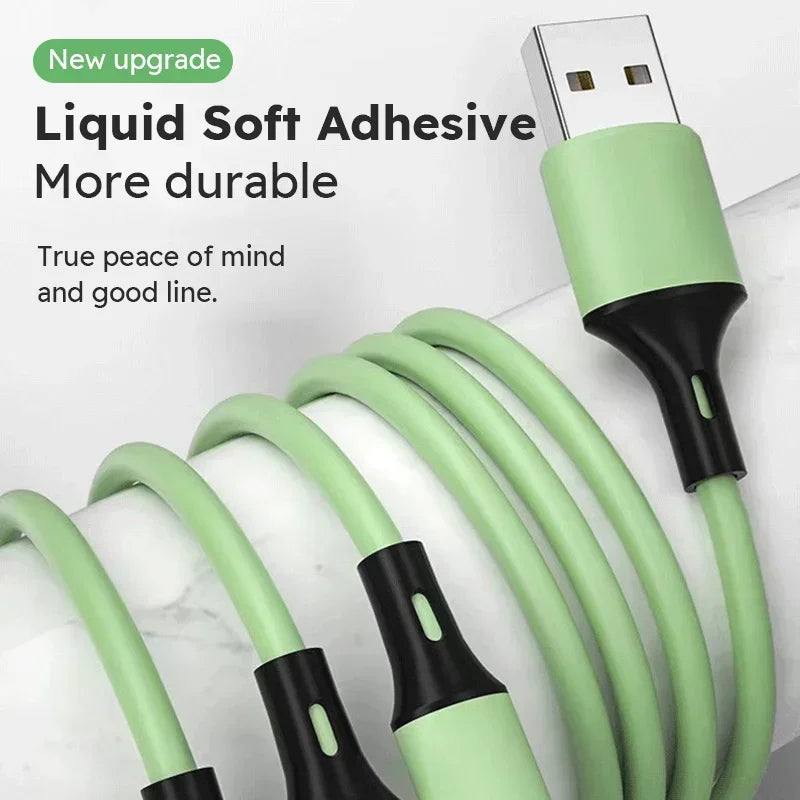 3 In 1  Silica gel USB Cable  Fast Charging Data Multi Port Multiple Charging Wire