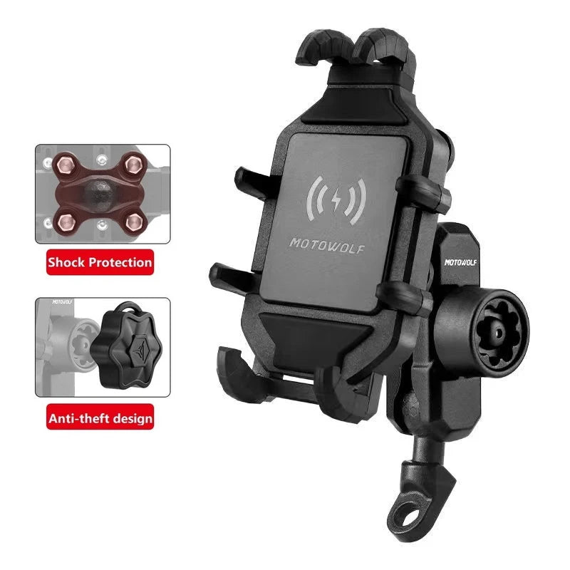 Motorcycle Wireless Charging Phone Holder Cradle 3.0 Quick Charger GPS Moto