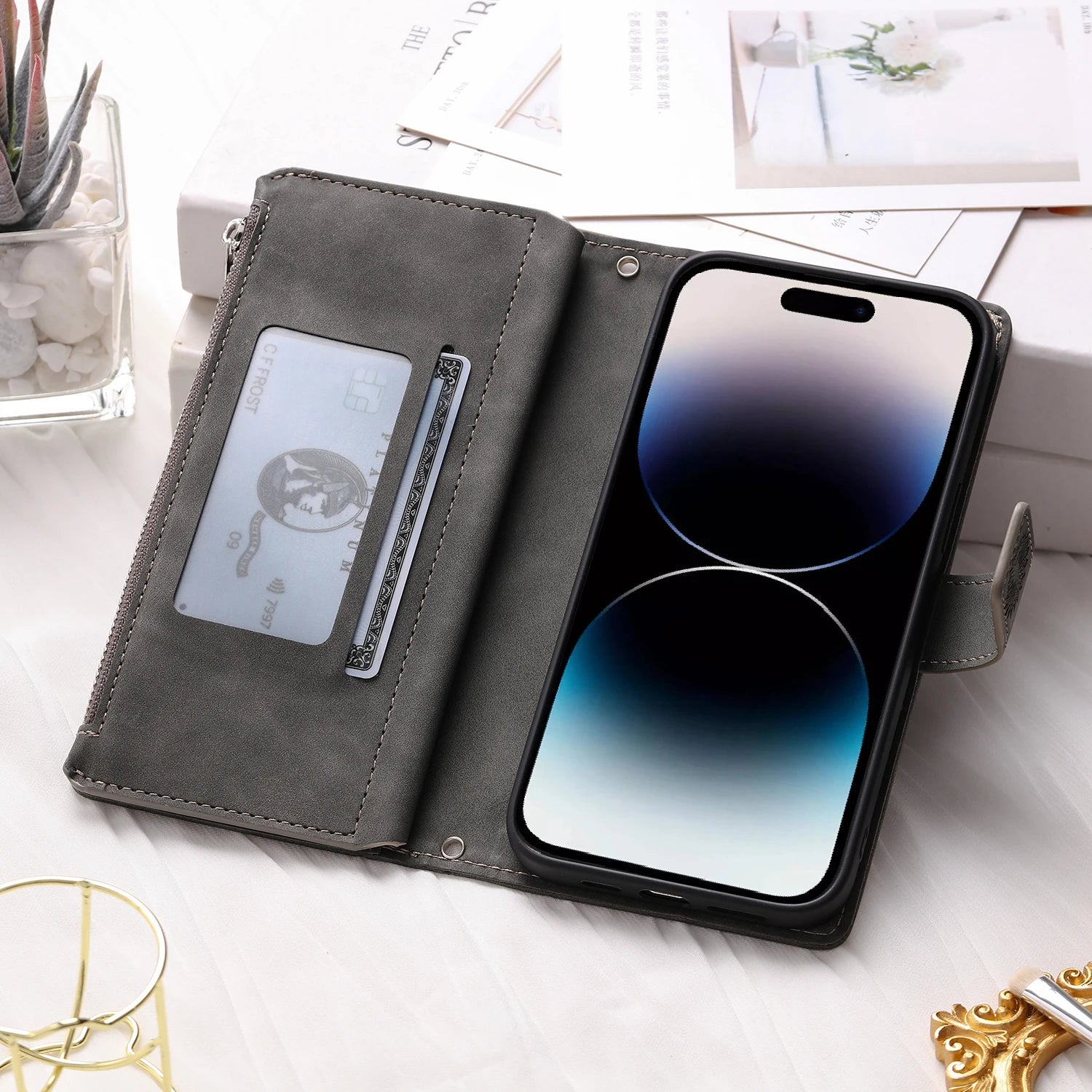 Leather Flip Case For Samsung Galaxy  Card Wallet Embossing Phone Bag