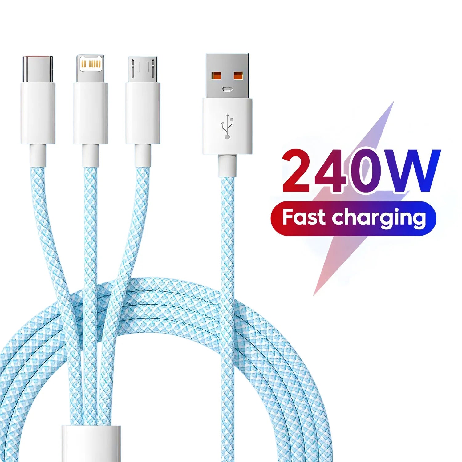 3 In 1 Fast Charging Cable For iPhone Xiaomi Poco Micro USB Type C Charger