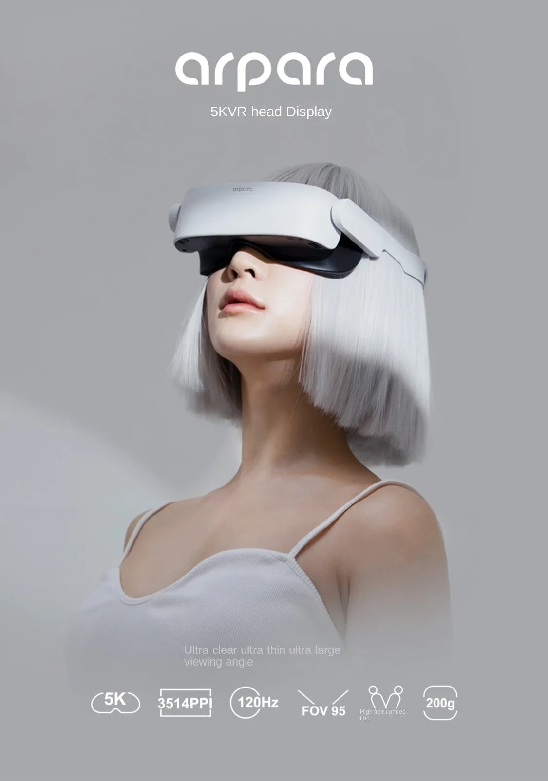 Arpara 5K VR Glasses 3D Large Screen Watching Movies Suit Smart Phone And Computer VR Helmet Lite Version Retina Viewing Steam