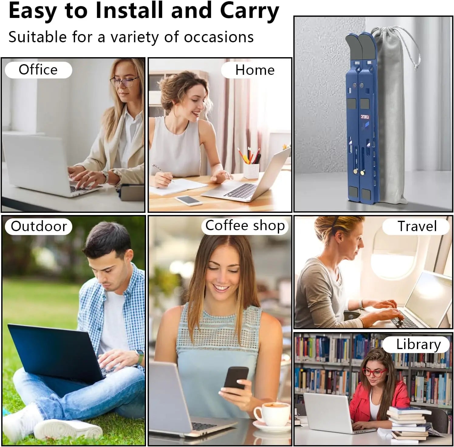 Adjustable Aluminum Laptop Stand Foldable & Portable Holder Cooling Riser
