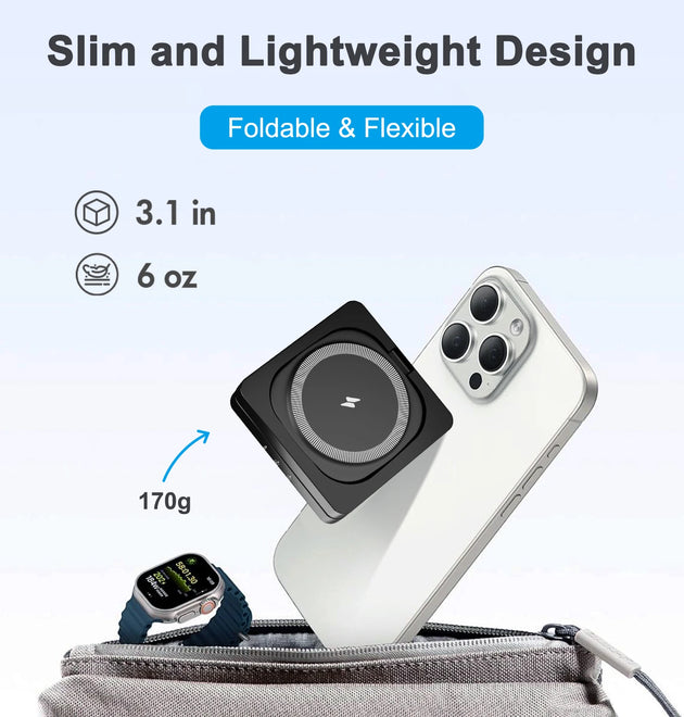 Magnetic Wireless Charger 3-in-1 Folding Fast Charging Station Foldable Travel for Magsafe  iPhone 17/16/15/14/13 Watch Airpods