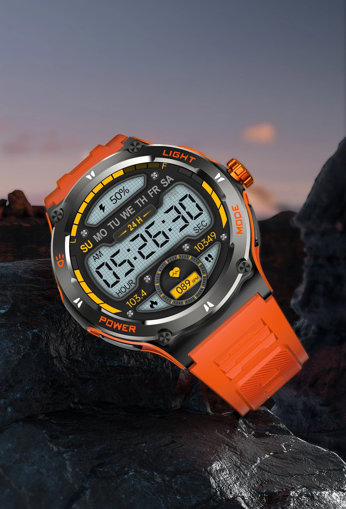 KT76 Sports Smartwatch Men With Flashlight 1.53-inch HD Screen BT Calls 3ATM Waterproof Compass Health Monitor