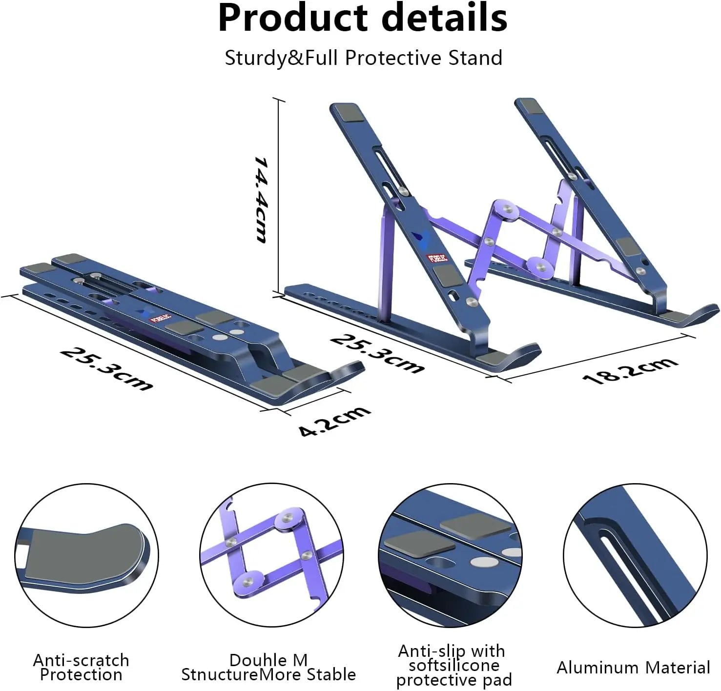 Adjustable Aluminum Laptop Stand Foldable & Portable Holder Cooling Riser