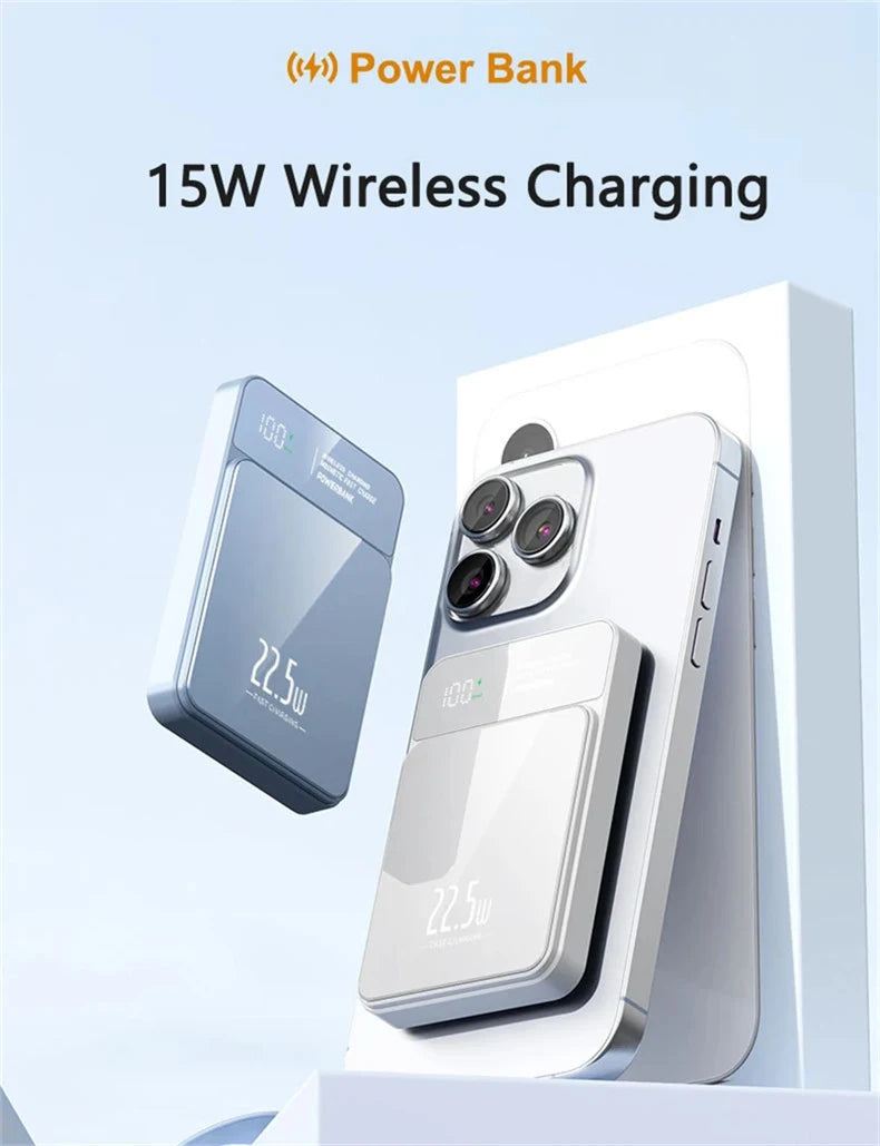 10000mAh Magnetic Power Bank 20W Wireless Power bank Slim Portable Battery