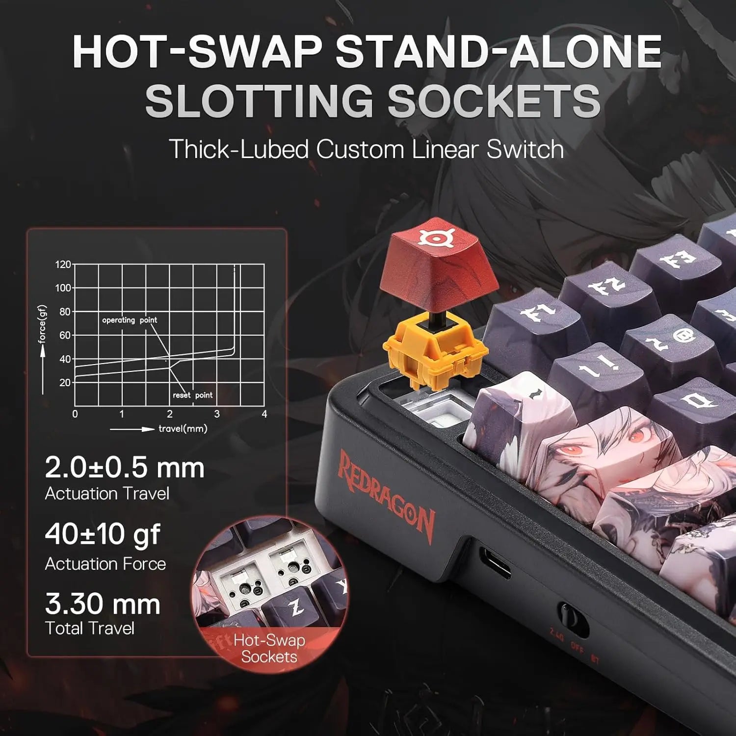 Redragon K719 PRO Wireless Gasket Gaming Hype Screen & Knob, 95 Keys
