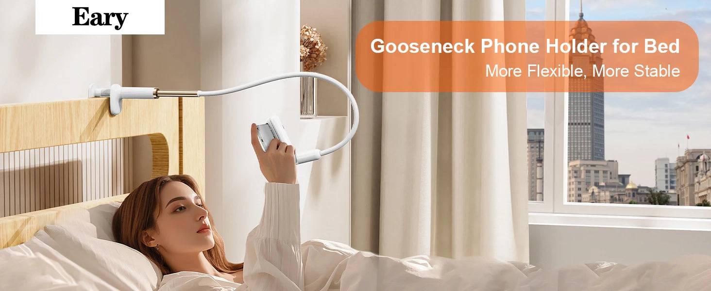 Eary Gooseneck Phone Holder for Bed Cell Phone Mount Clamp Clip Flexible Device