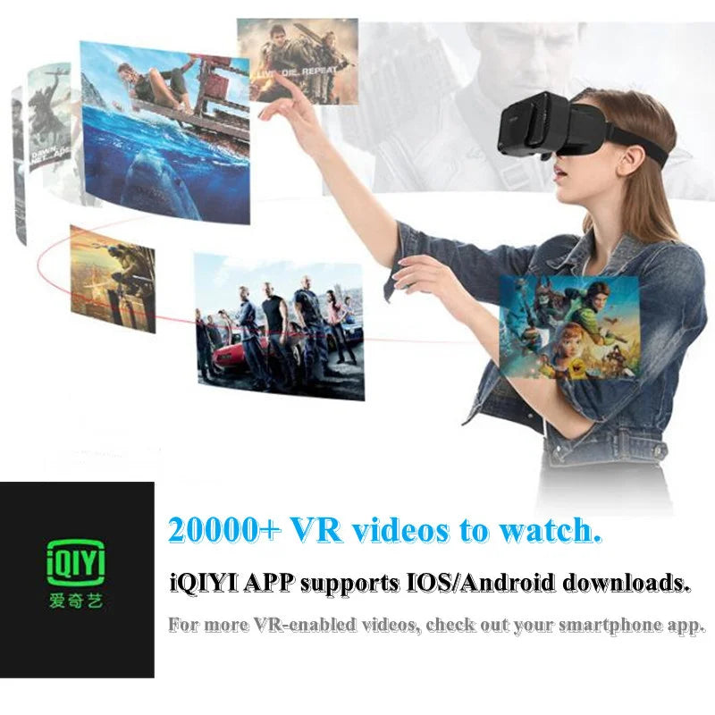 VR Glasses 3D Virtual Reality Box G10 IMAX Giant Screen Google Cardboard Helmet for 4.7-7inch Smartphone Matching Joystick