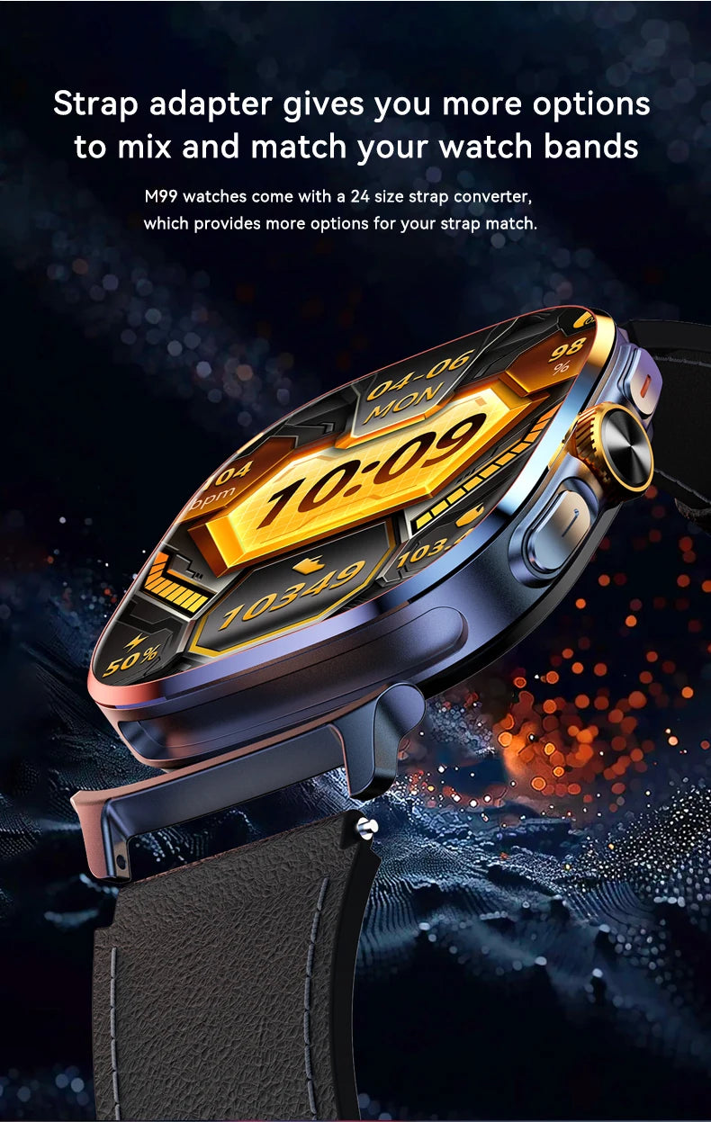M99 Smart Watch Men's Watch SIM card 4G Android Google Play 2.4 inches 480*480  Amoled 32gG Memory GPS WIFI SmartWatches