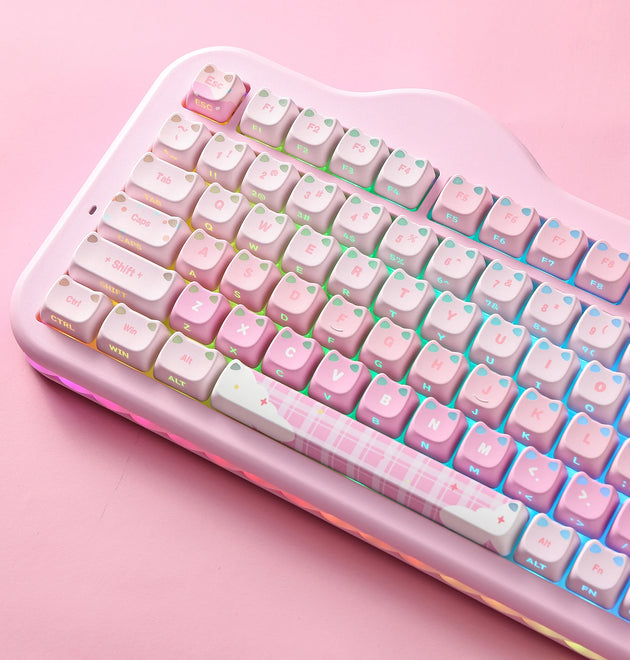 YUNZII C98 Translucent MAO Wireless Mechanical Keyboard,Cute Cat Ear Keycap,Hot Swap Custom RGB Keyboard with Numpad for Win/Mac
