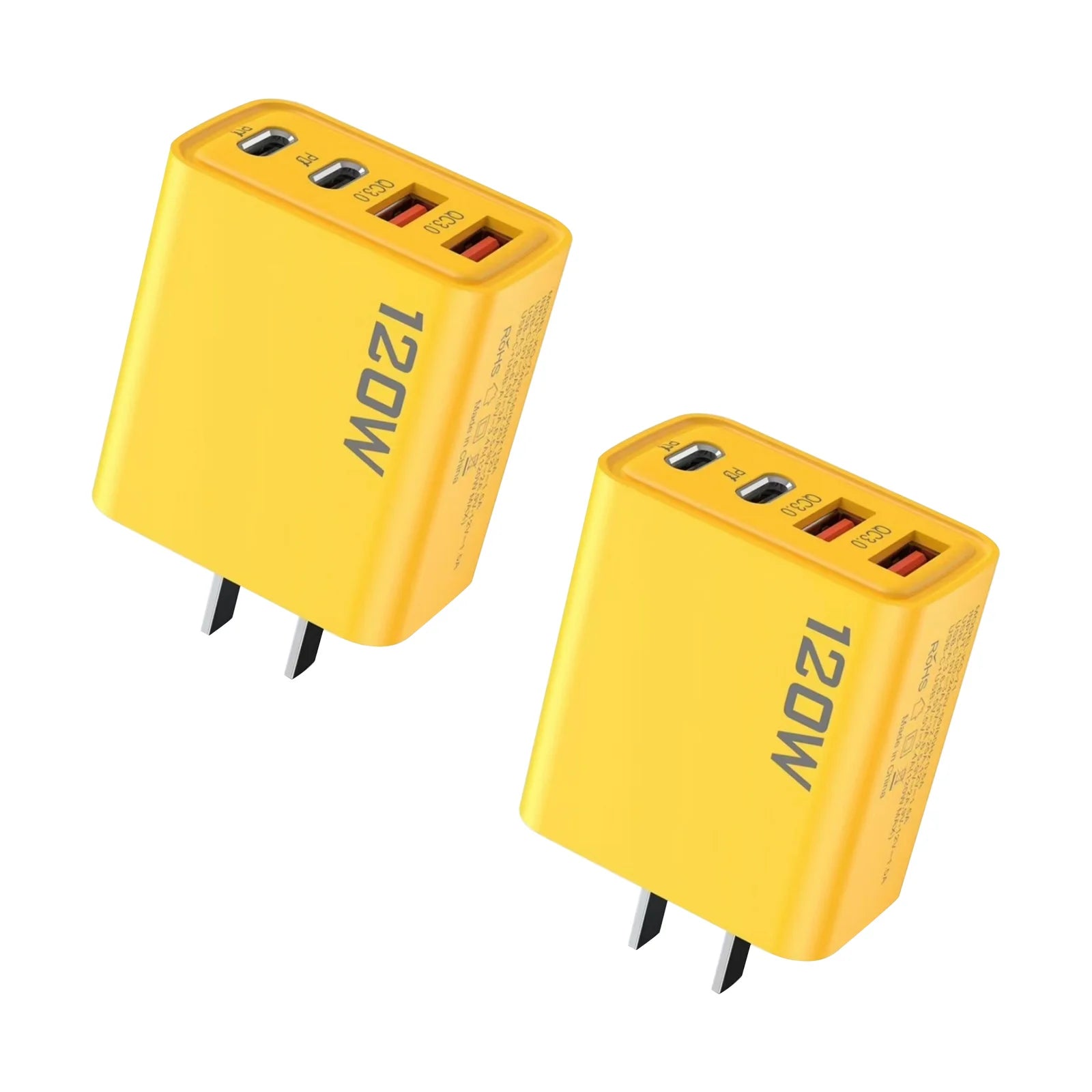 2PCS Universal 4-Port USB-C Fast Charge Mobile Phone Adapter Quick Wall Charger