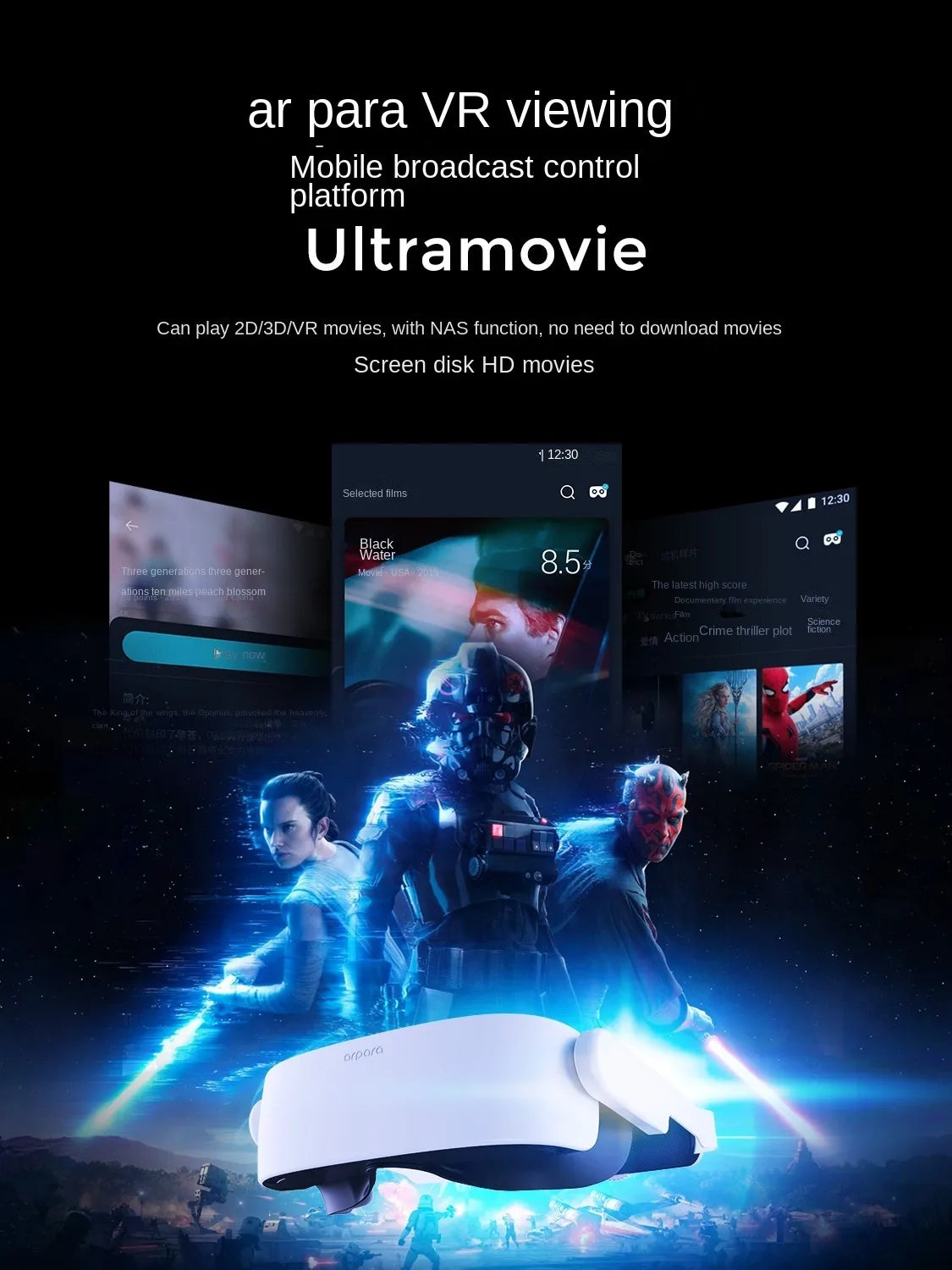 Arpara 5K VR Glasses 3D Large Screen Watching Movies Suit Smart Phone And Computer VR Helmet Lite Version Retina Viewing Steam