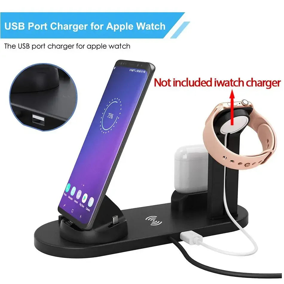 7 in 1 Wireless Charger Stand Pad For iPhone 17-12 Pro Max Apple Watch Airpods Pro iWatch 8 7 Fast Charging Dock Station