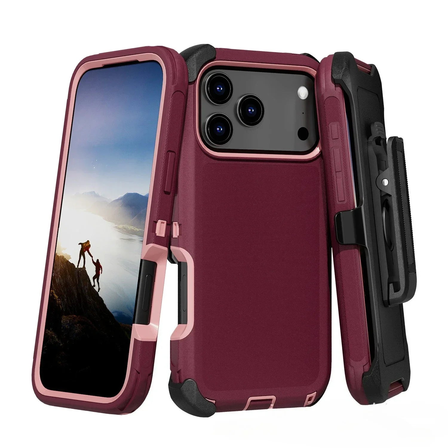 Rugged Shockproof Case with Belt Clip 2-Tone Design Heavy Duty Protection