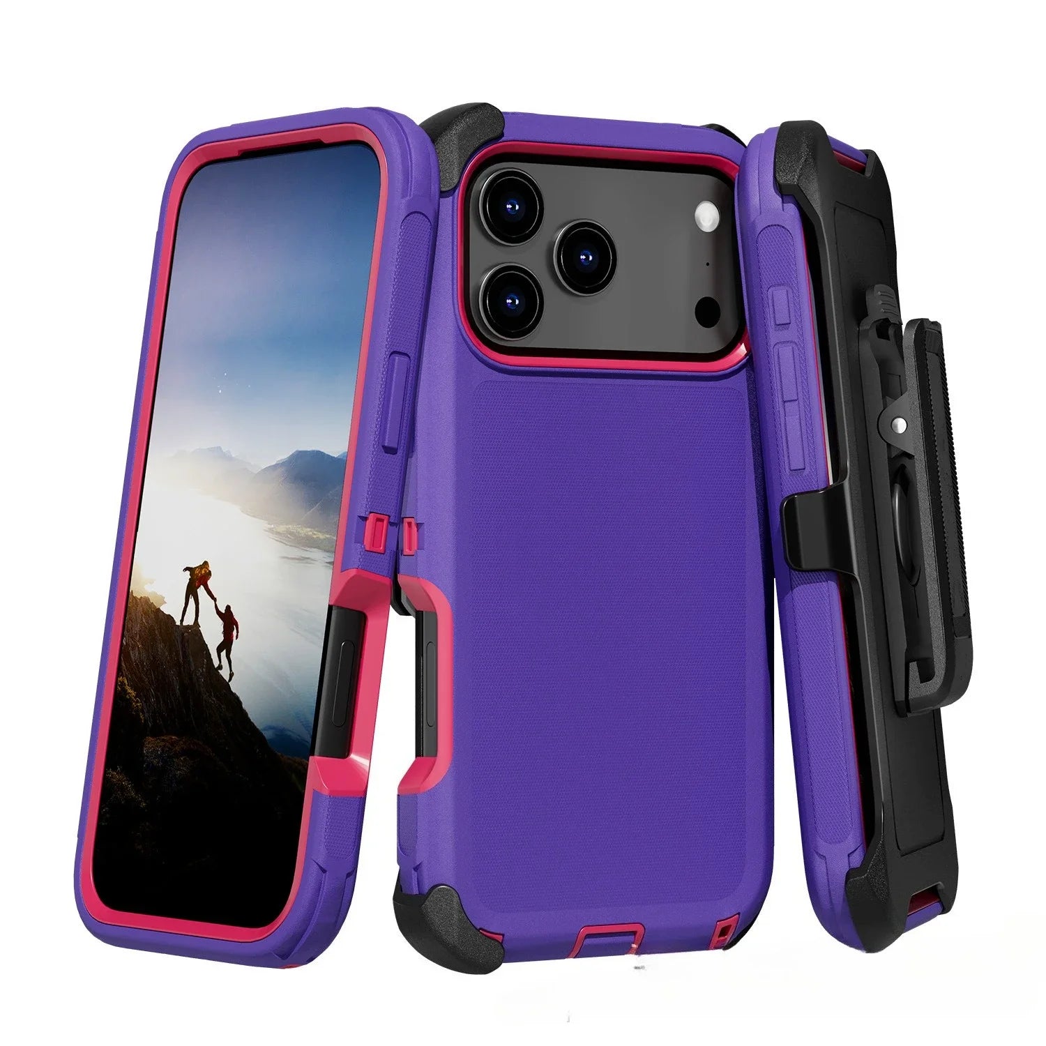 Rugged Shockproof Case with Belt Clip 2-Tone Design Heavy Duty Protection