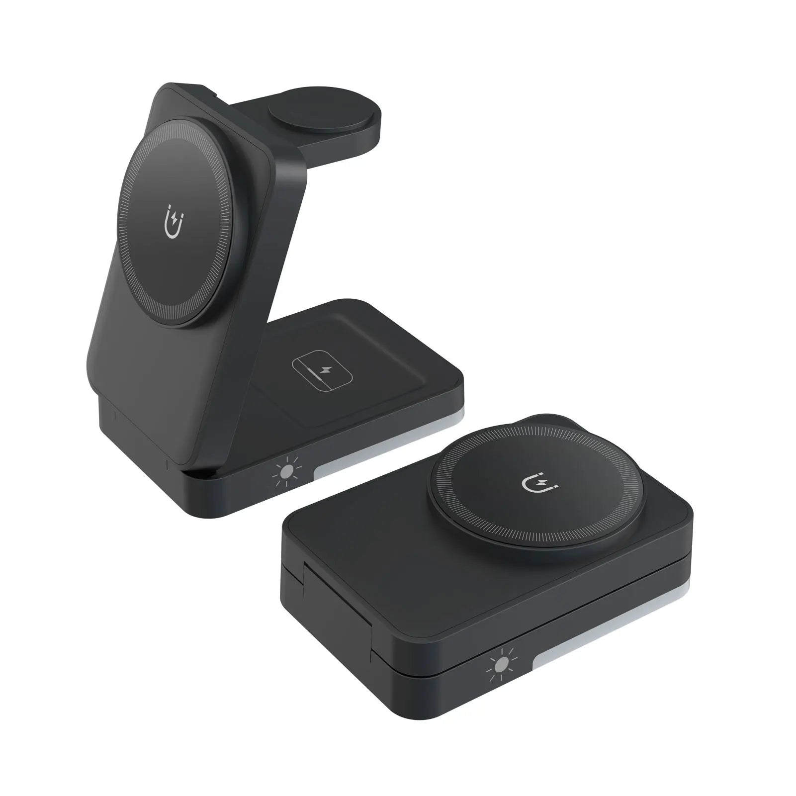 LED Light Wireless Charger Stand 3 in 1 Foldable For iPhone Watch Charging Station