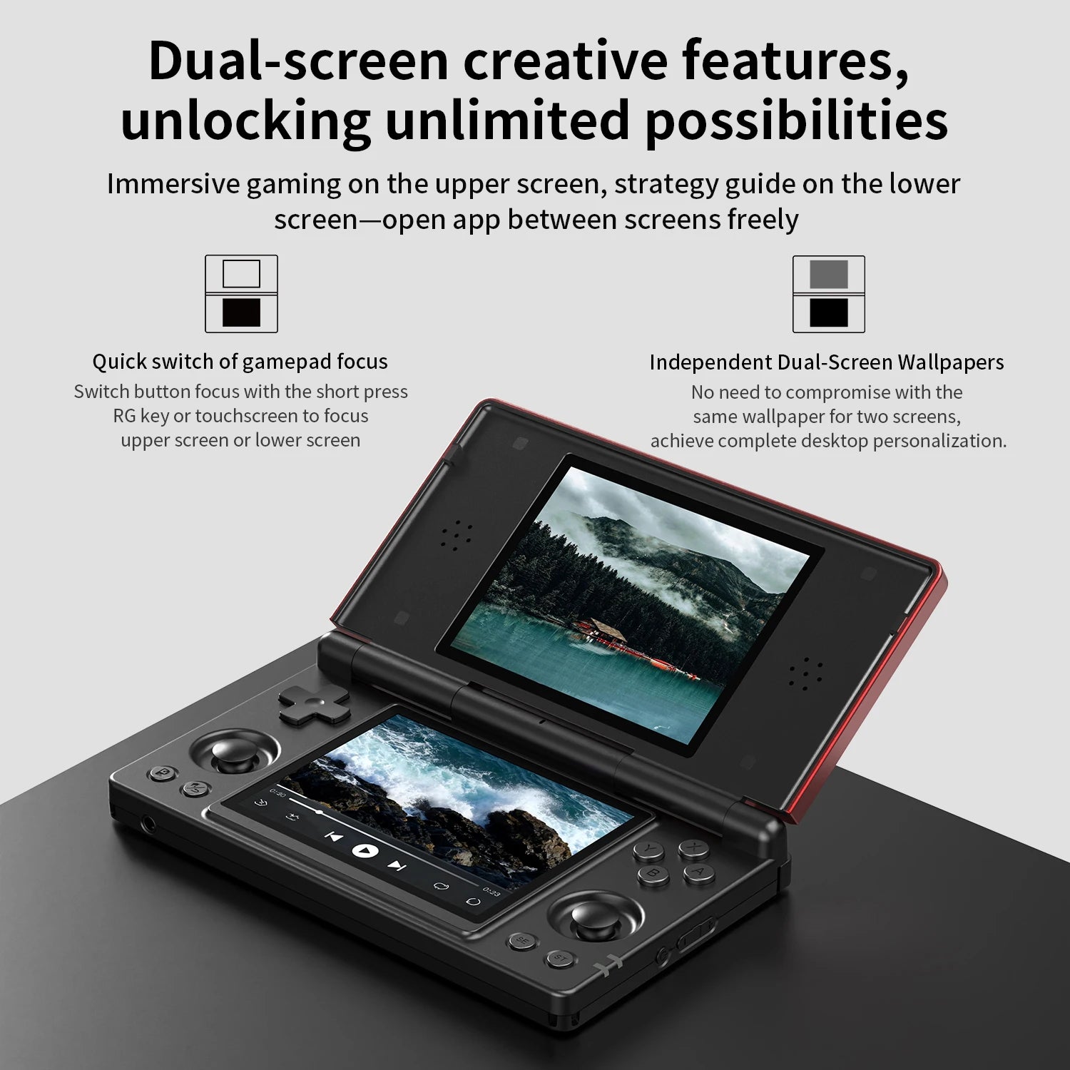 Anbernic RG DS Flip Handheld Game Console 4" IPS Dual Screen Android/Linux Dual OS 4000mAh Video Games RixelHK Wifi Streaming AI