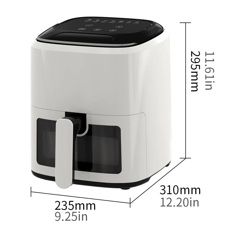 New Electric Air Fryer Smoke- 5.5L Capacity Smart Model Visible Cooking Eco-friendly Non-Stick Coating No Need Turn Over