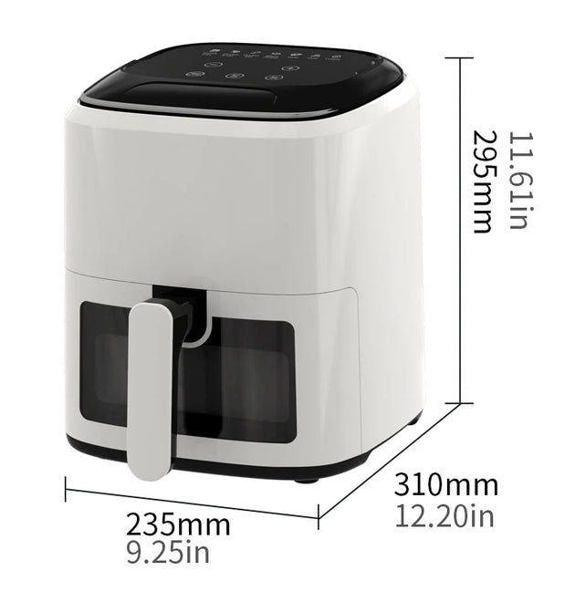 New Electric Air Fryer Smoke- 5.5L Capacity Smart Model Visible Cooking Eco-friendly Non-Stick Coating No Need Turn Over