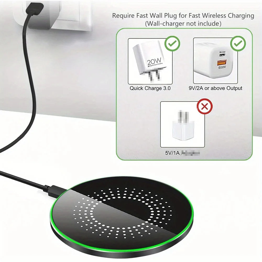 Desktop Wireless Charger LED Light Pad For iPhone 17 16 15 14 13 12 Pro Max Airpods Pro Fast Charging Station For Samsung Xiaomi