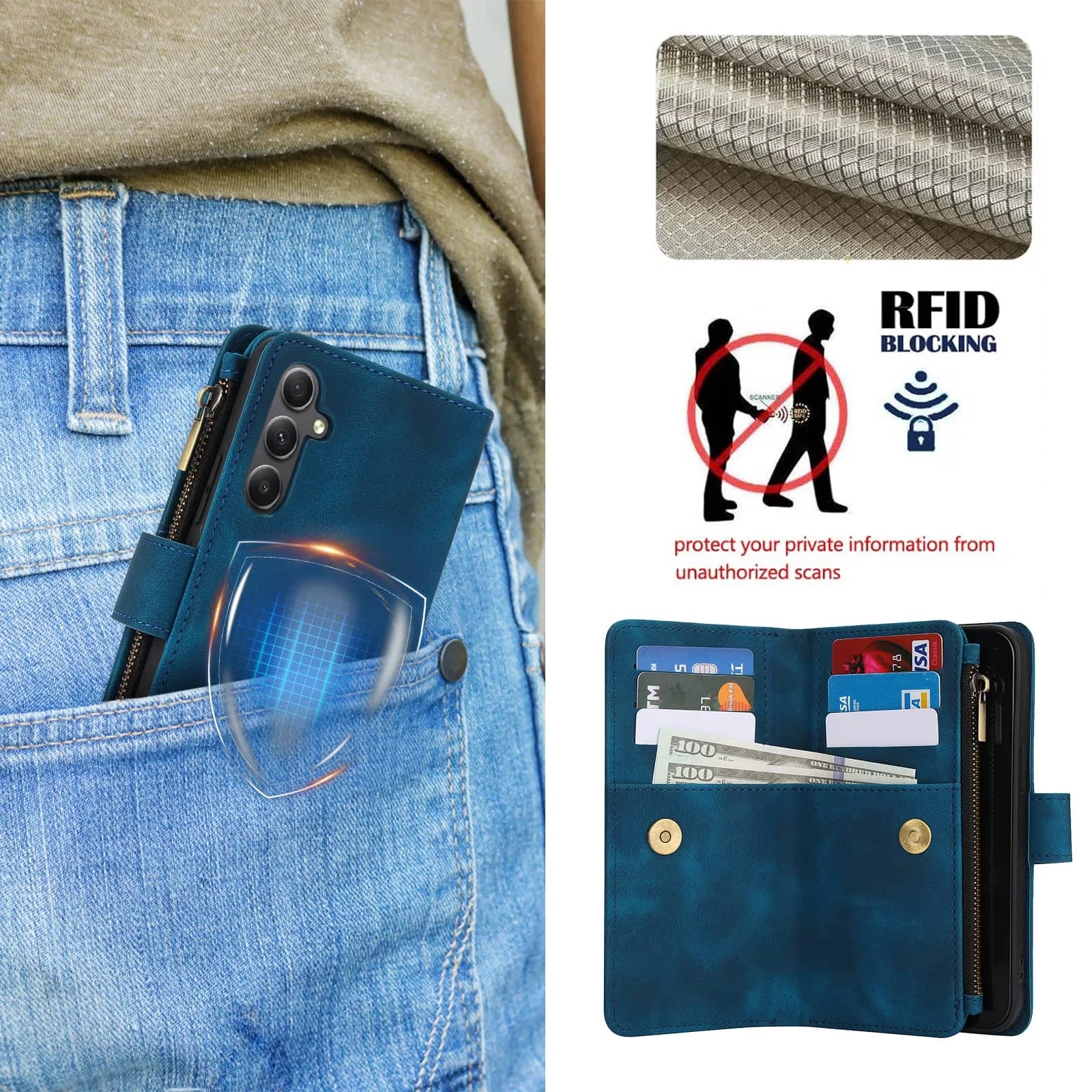 for Samsung Galaxy Case Wallet, Durable Leather Magnetic Buckle Flip Card Holder