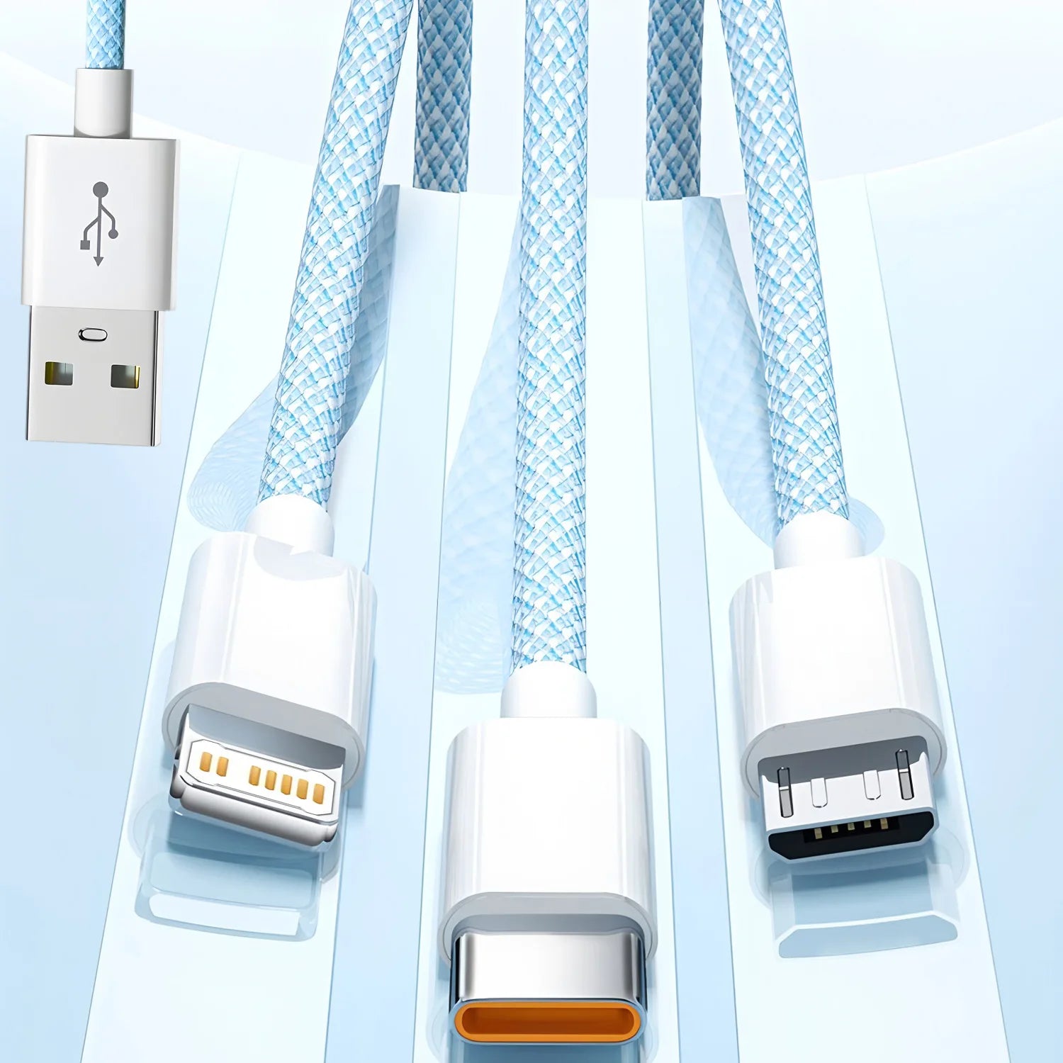 3 In 1 Fast Charging Cable For iPhone Xiaomi Poco Micro USB Type C Charger