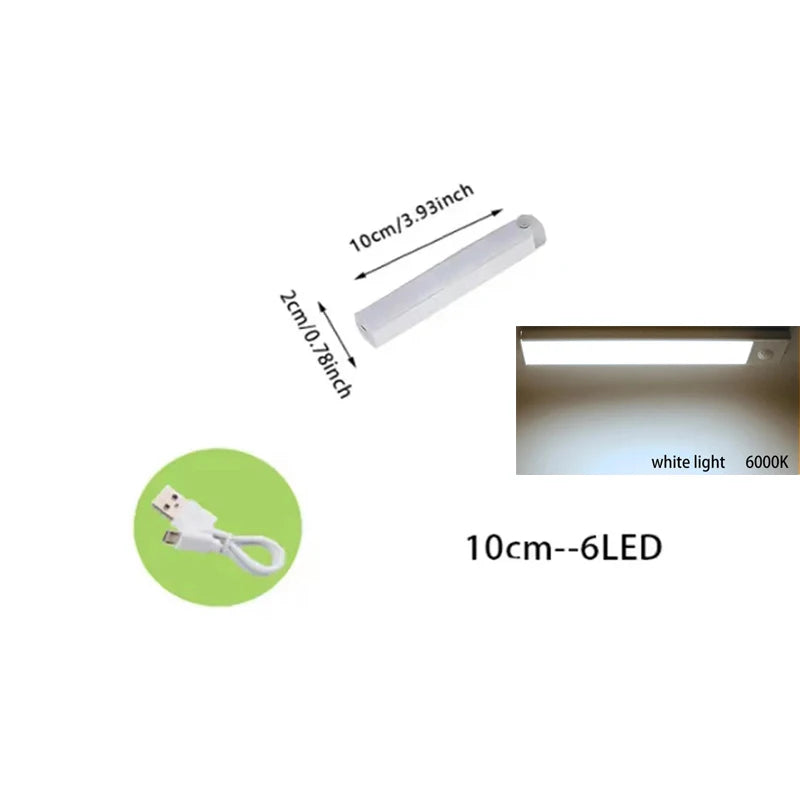 PIR Motion Sensor LED Under Cabinet Lamp Dimmable Rechargeable Night Light