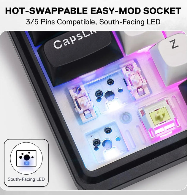 Redragon K745 PRO Wireless Gasket RGB 108 Keys Mechanical Gaming Keyboardw/Extra 4 Hotkeys, Hot-Swap Socket