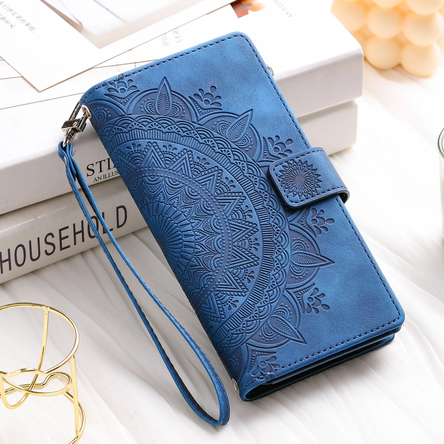 Leather Flip Case For Samsung Galaxy  Card Wallet Embossing Phone Bag