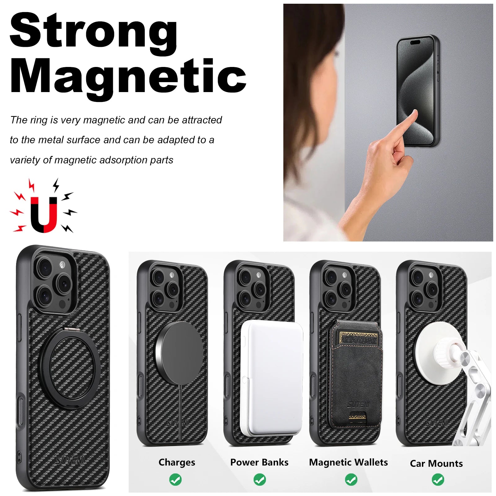 Compatible MagSafe Wireless Charging Strong Magnetic 360° Rotating Ring