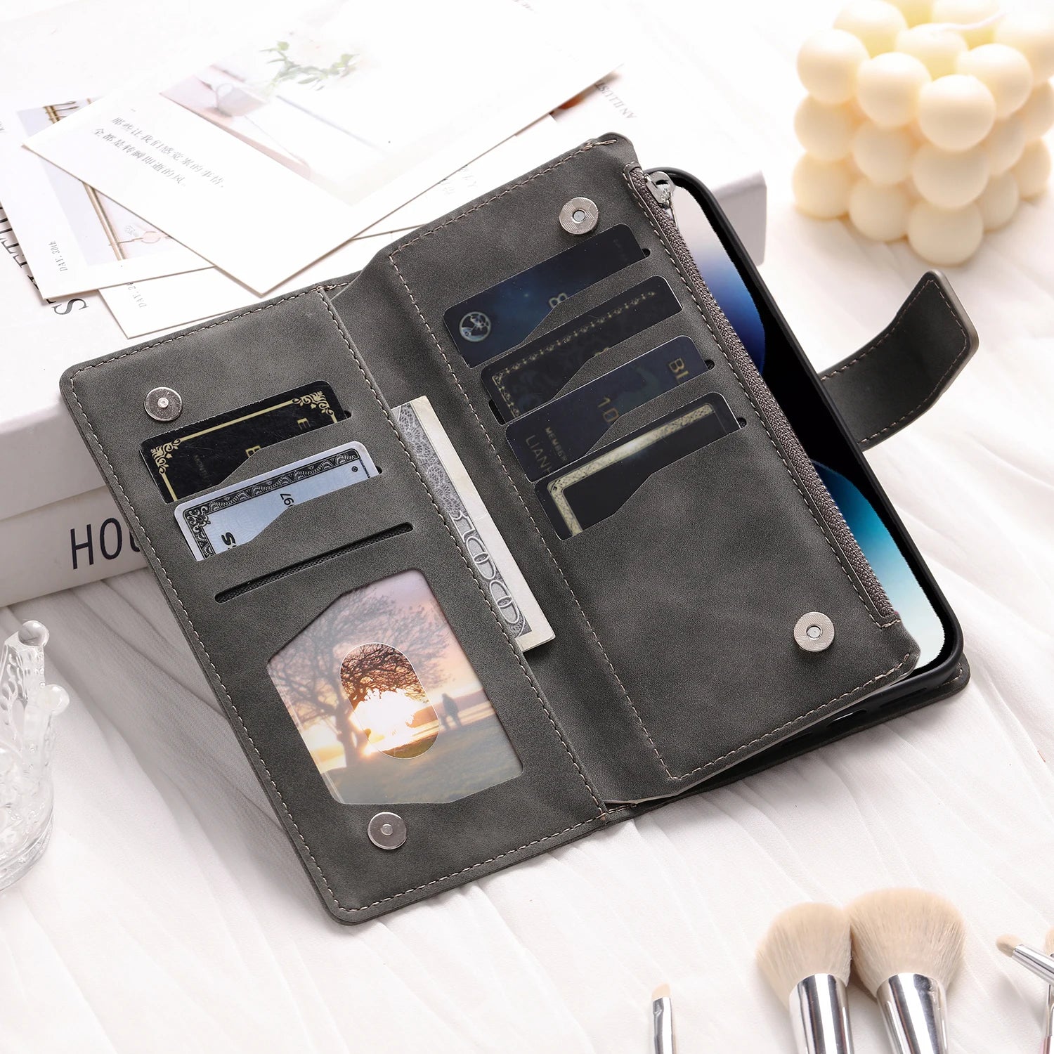 Leather Flip Case For Samsung Galaxy  Card Wallet Embossing Phone Bag